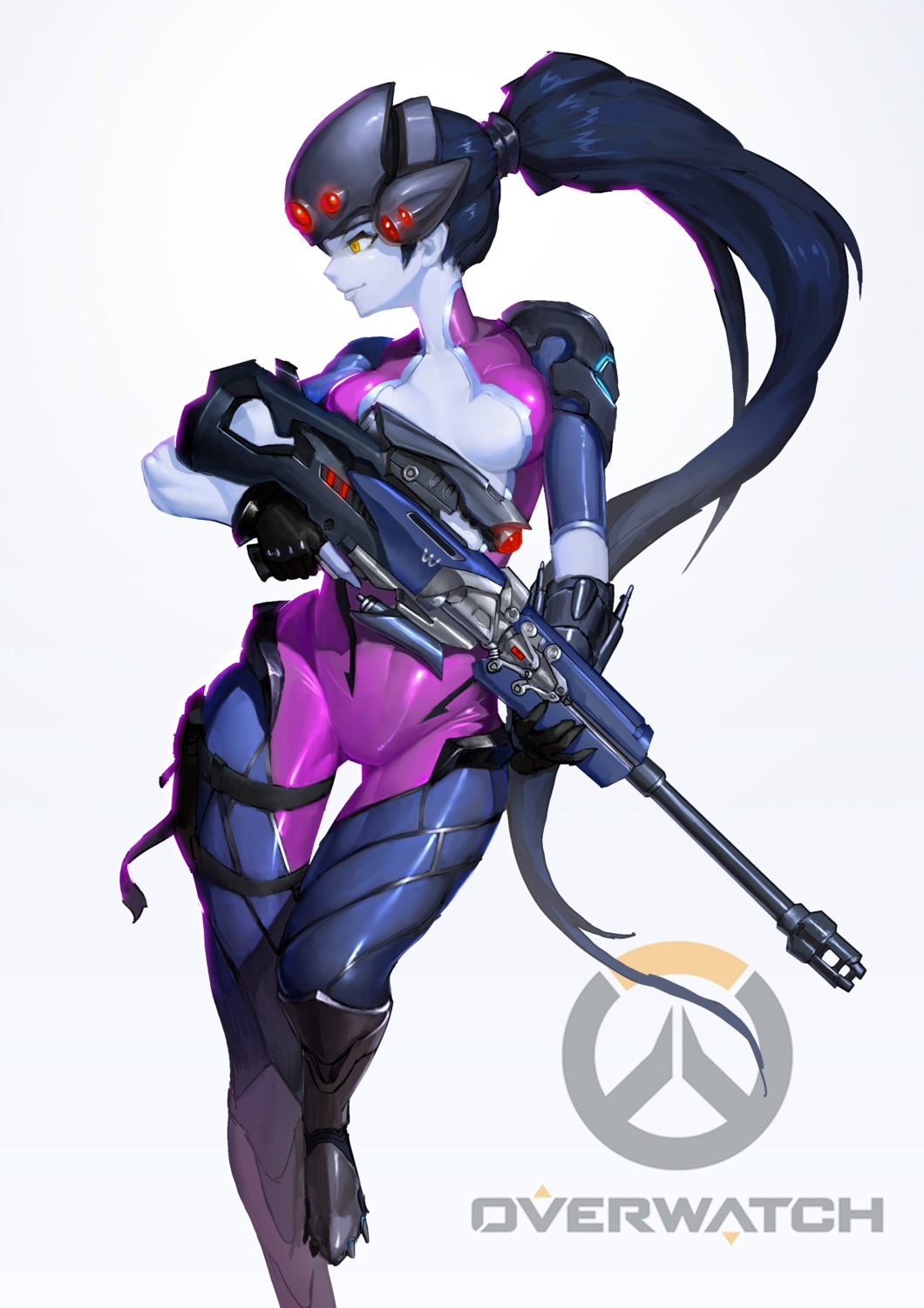 bodysuit gun no_bra open_shirt overwatch reisun001 widowmaker