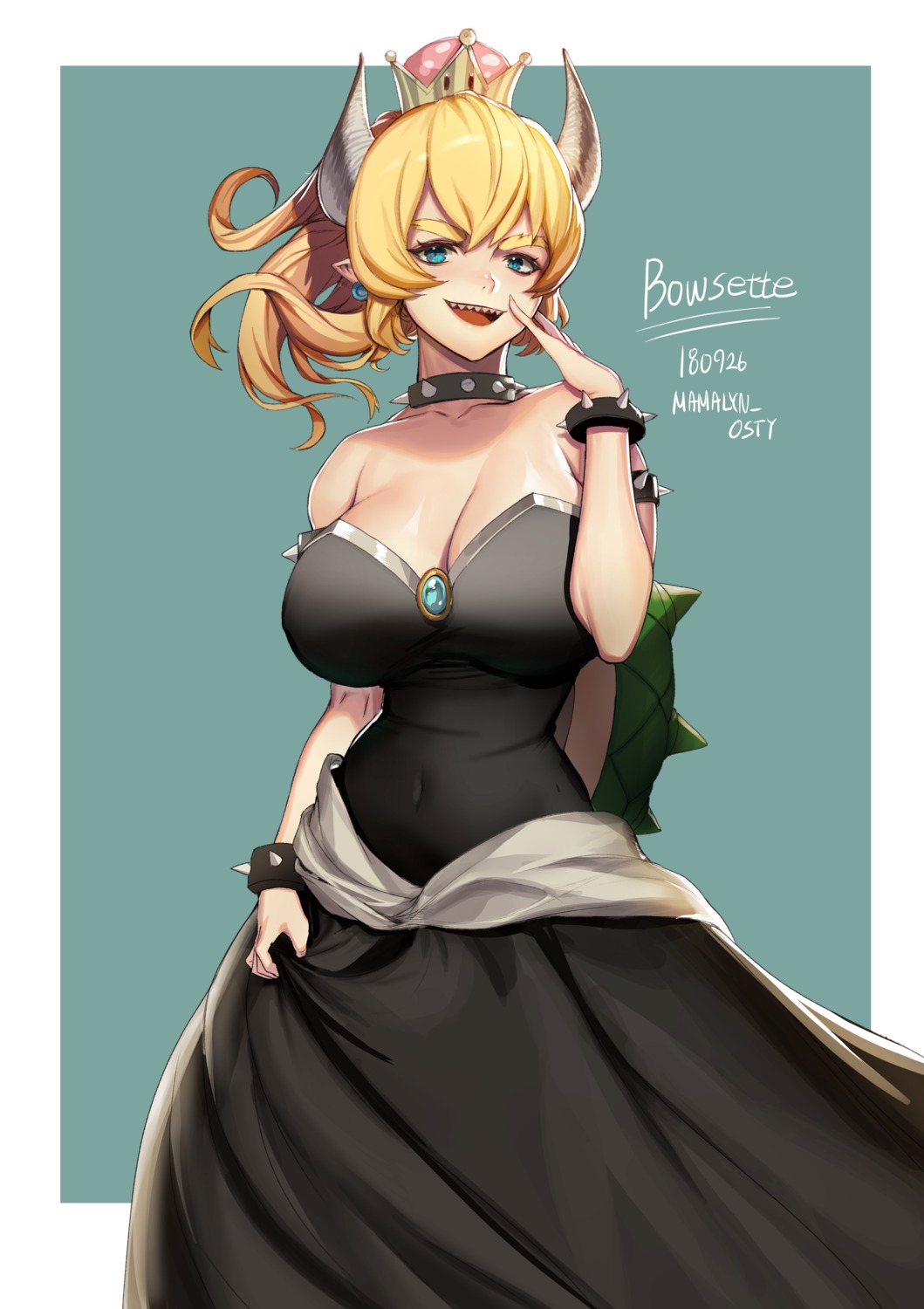 bowsette horns mmlyno new_super_mario_bros._u_deluxe no_bra pointy_ears
