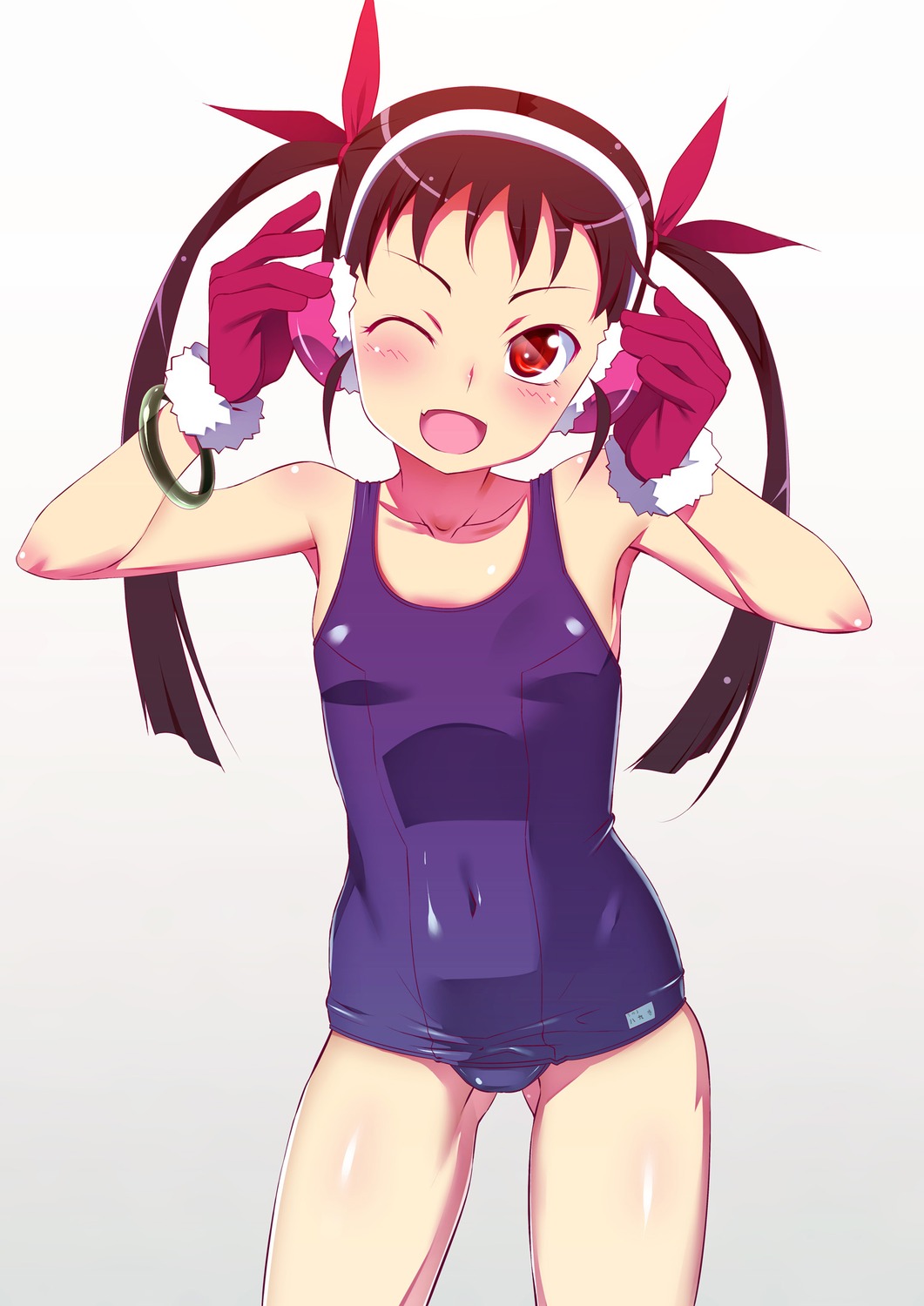 hachikuji_mayoi loli monogatari_(series) school_swimsuit swimsuits tanabe_kyou