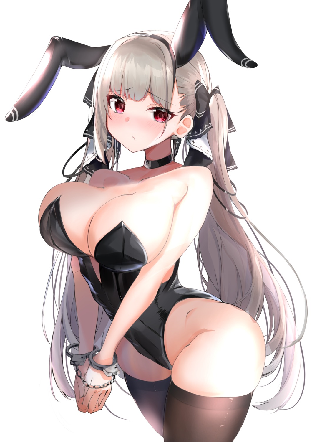 animal_ears azur_lane bondage bunny_ears bunny_girl formidable_(azur_lane) nephthys2356 no_bra thighhighs