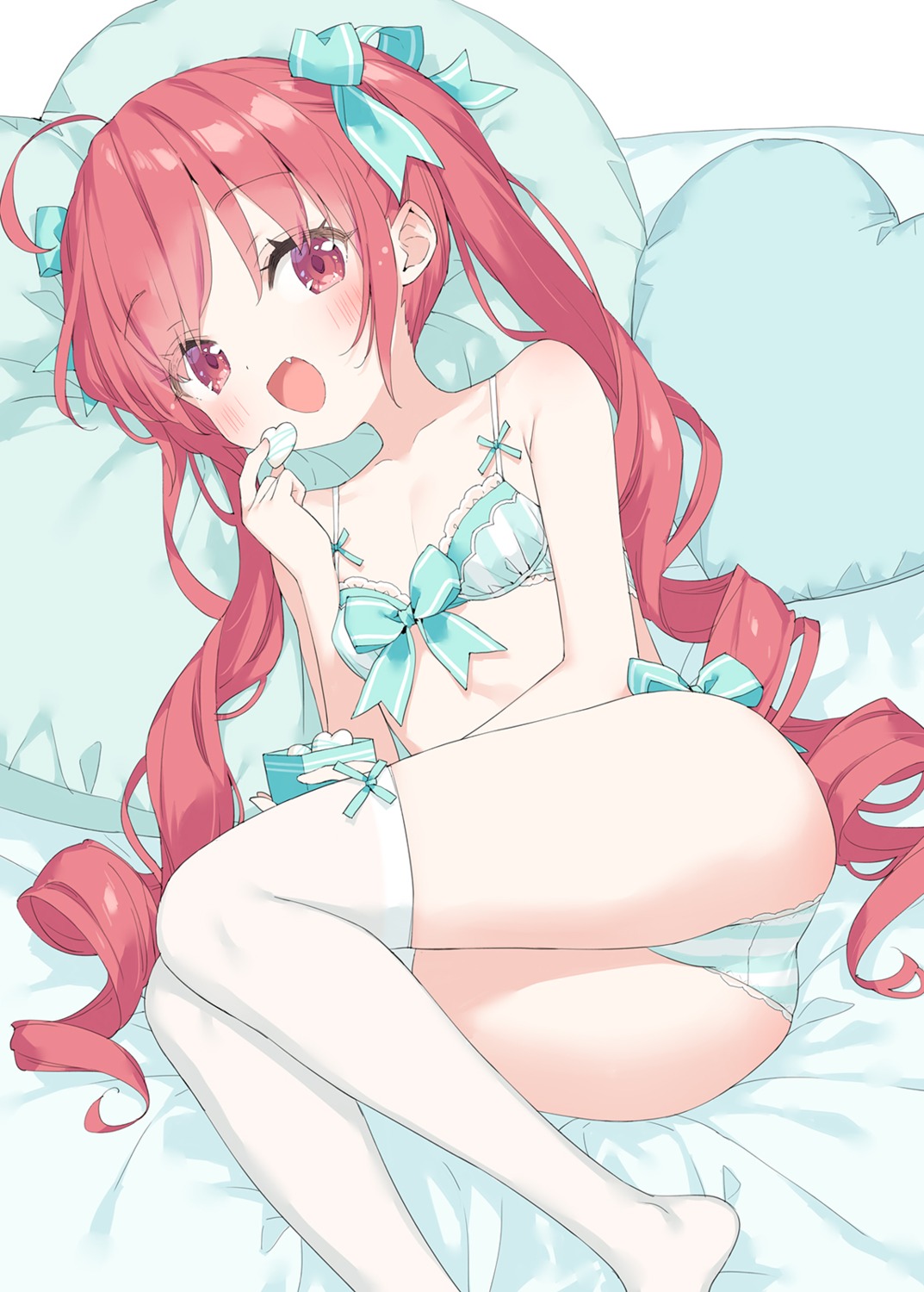 bra hazuki_watora kani_biimu loli pantsu shimapan string_panties thighhighs valentine