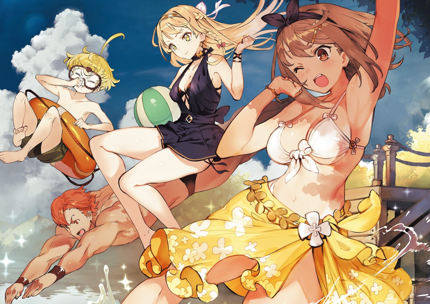 atelier atelier_ryza bikini_top cleavage dress klaudia_valentz koei_tecmo lent_marslink reisalin_stout swimsuits tao_mongarten toridamono