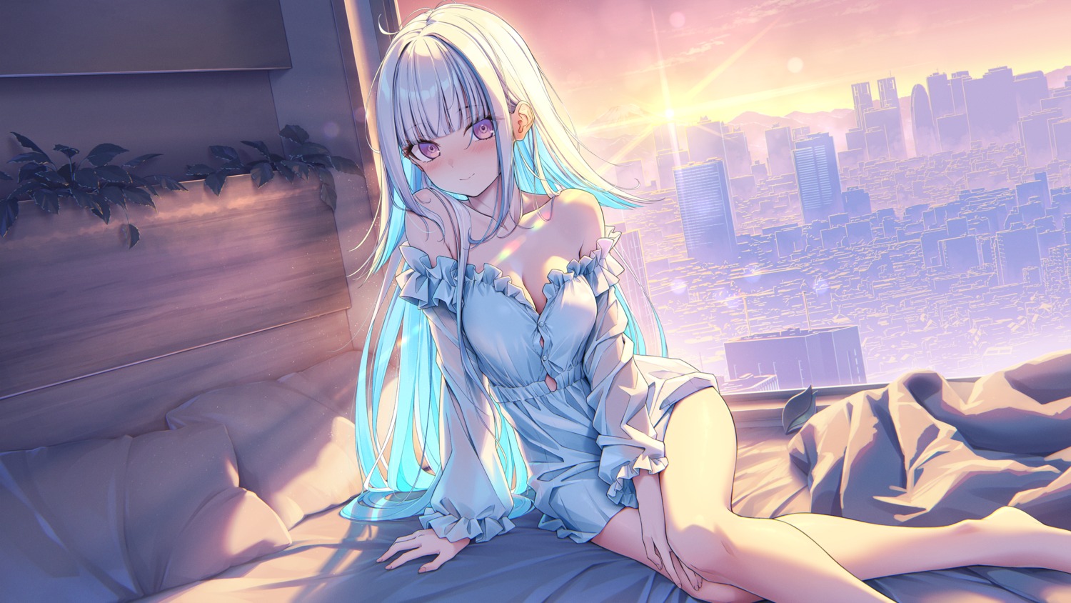 cleavage dress lize_helesta nablack nijisanji no_bra open_shirt see_through