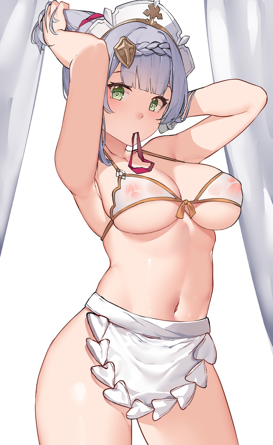 bra genshin_impact maid nipples noelle_(genshin_impact) see_through vierzeck