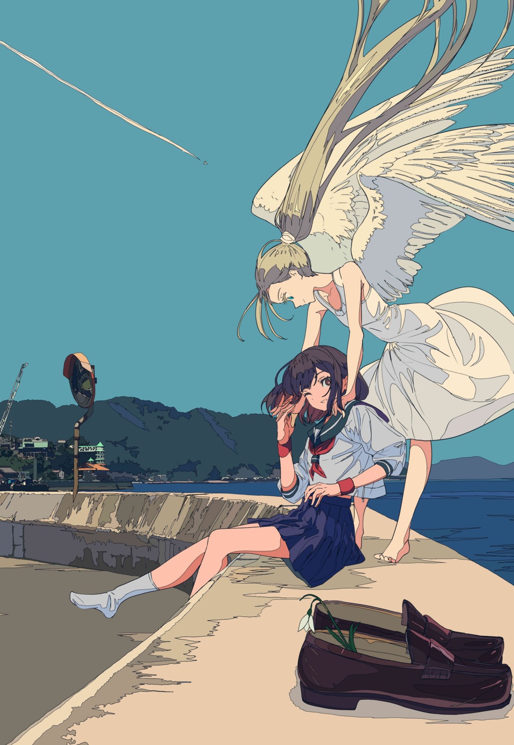 cogecha dress jpeg_artifacts seifuku summer_dress wings