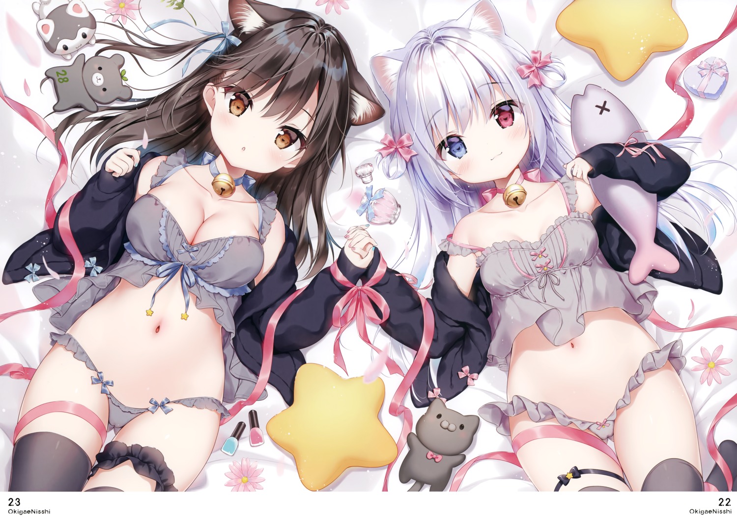 animal_ears cameltoe garter miwa_futaba nekomimi pantsu thighhighs