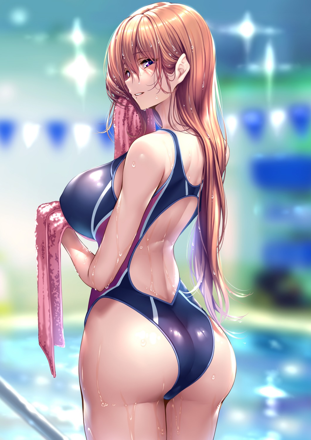 ass erect_nipples hanikami_kanojo kurumi_shinoha piromizu swimsuits wet