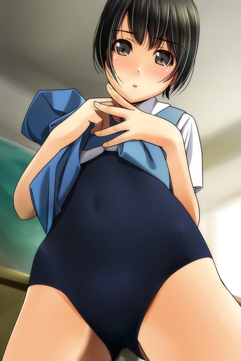 matsunaga_kouyou school_swimsuit seifuku skirt_lift swimsuits