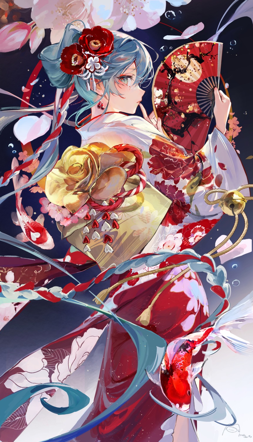 ame_929 hatsune_miku kimono vocaloid