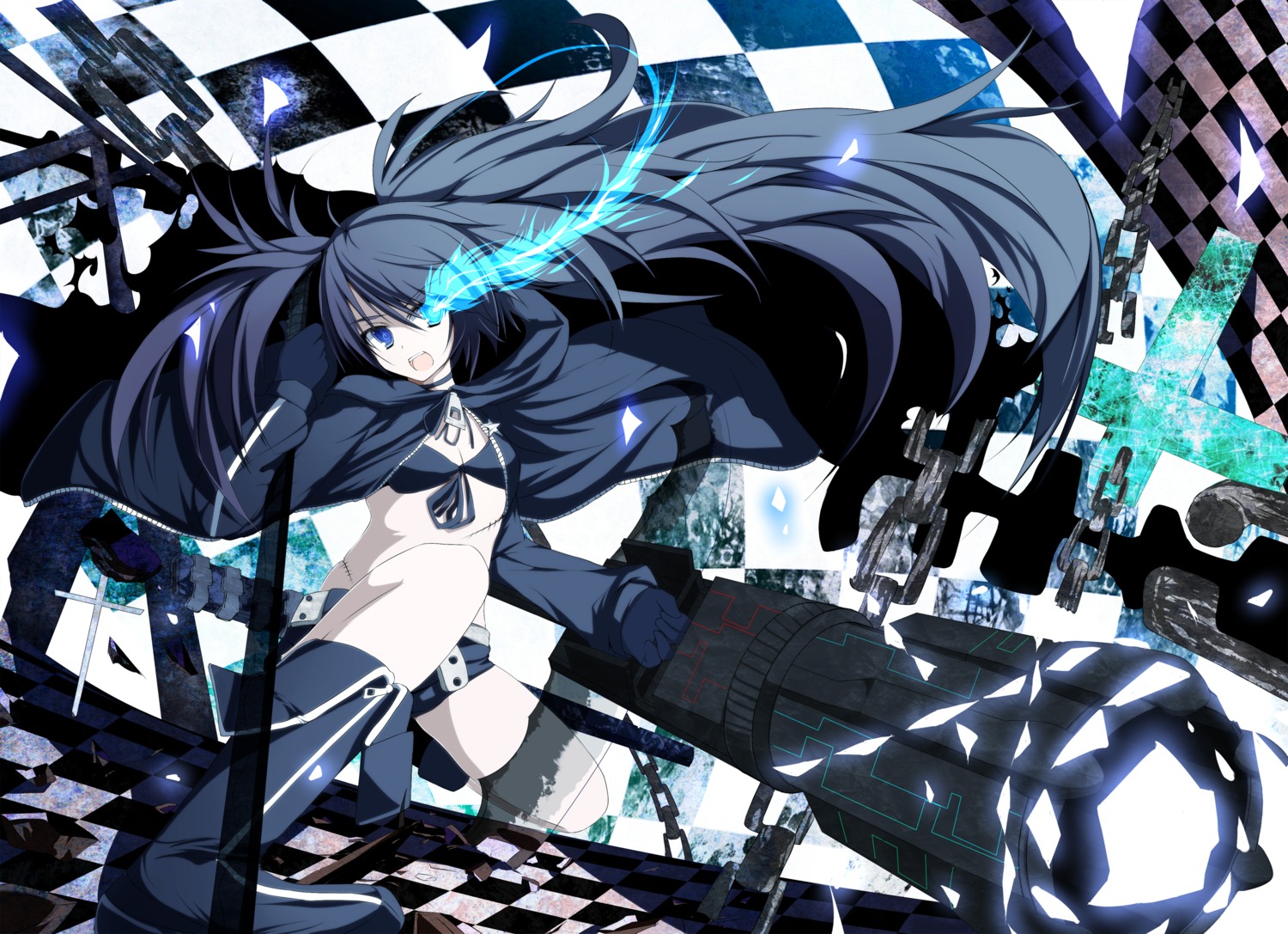 atuuy bikini_top black_rock_shooter black_rock_shooter_(character) gun swimsuits vocaloid