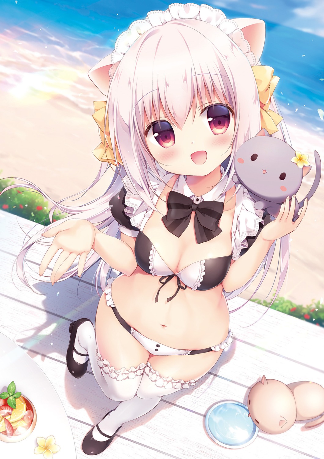 animal_ears bra cleavage heels inae_koron maid miyasaka_naco pantsu thighhighs