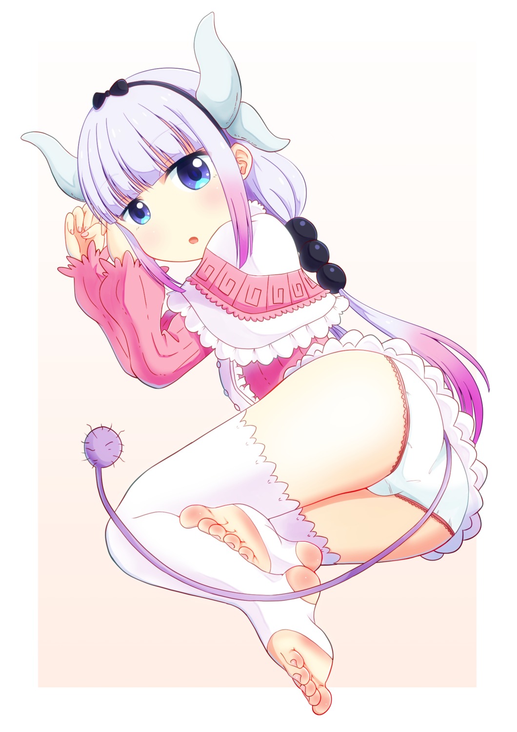 ass feet horns kanna_kamui kobayashi-san_chi_no_maidragon leafar pantsu tail thighhighs