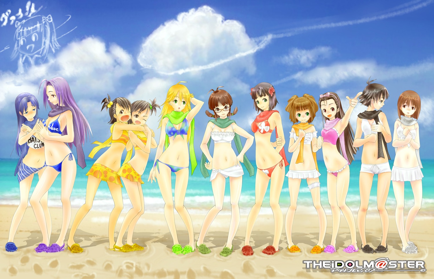 akizuki_ritsuko amami_haruka bikini futami_ami futami_mami hagiwara_yukiho hoshii_miki kikuchi_makoto kisaragi_chihaya koma_(artist) minase_iori miura_azusa swimsuits takatsuki_yayoi the_idolm@ster