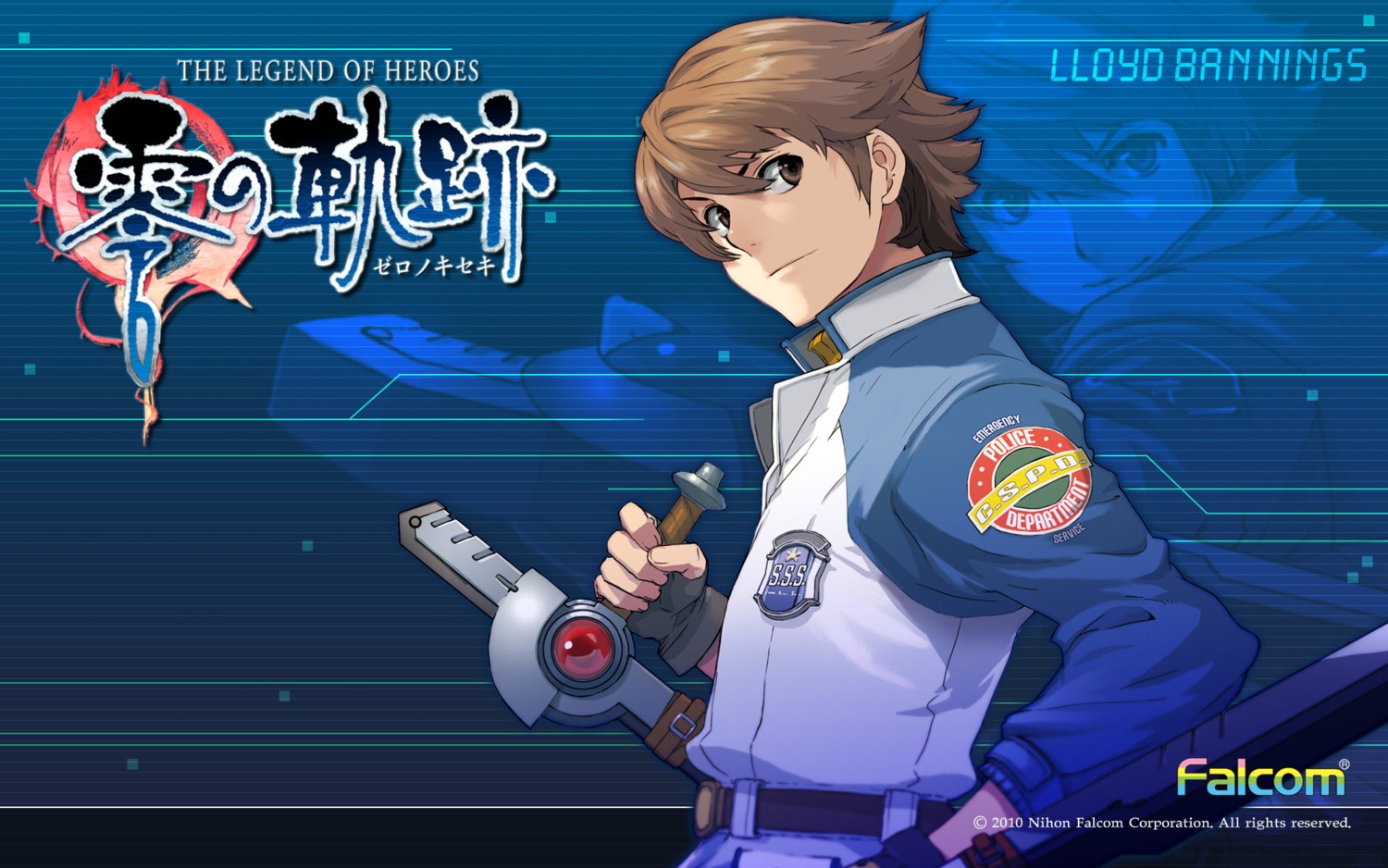 eiyuu_densetsu eiyuu_densetsu:_zero_no_kiseki enami_katsumi falcom lloyd_bannings male police_uniform sword wallpaper