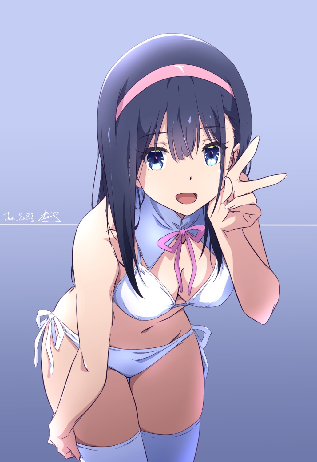 bikini nii_manabu swimsuits thighhighs