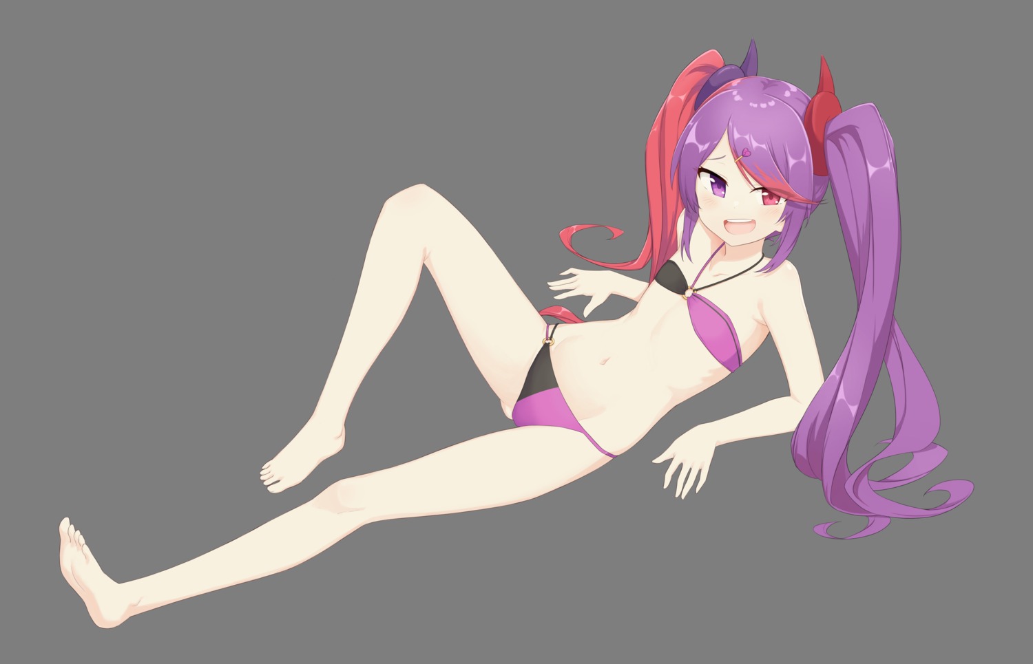 bikini heterochromia horns loli princess_connect princess_connect!_re:dive ribbonsnek swimsuits tamaizumi_misaki transparent_png