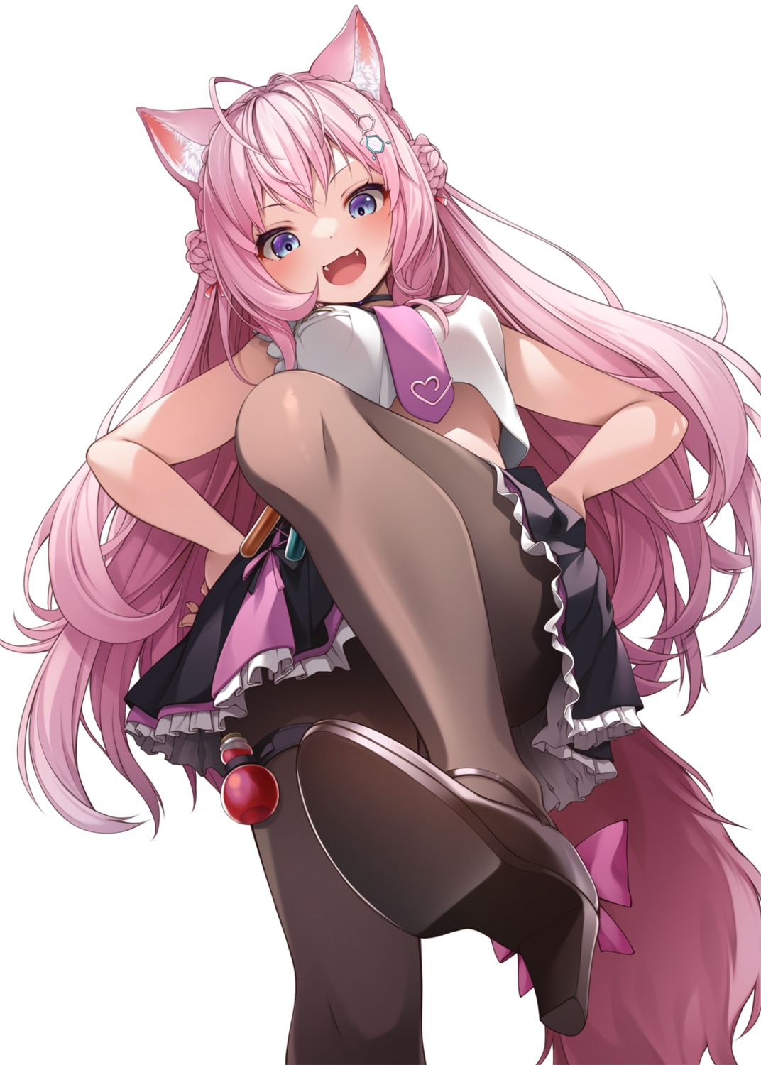 animal_ears hakui_koyori heels hololive mofu_namako pantyhose skirt_lift tail