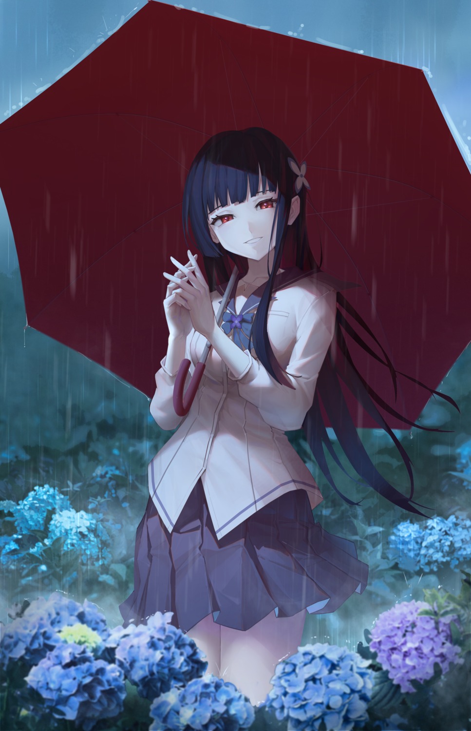 alisi sanka_rea sankarea seifuku umbrella wet