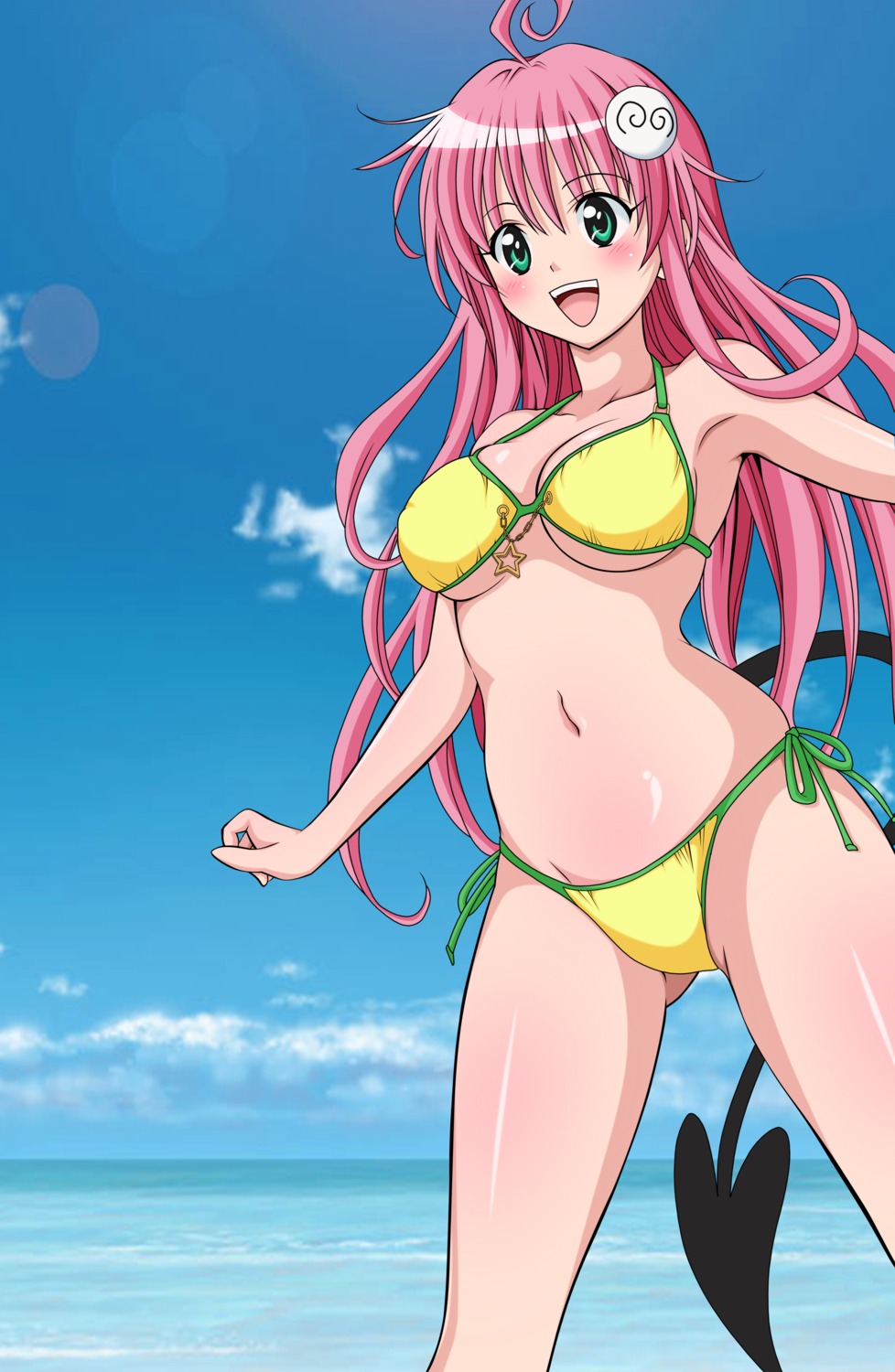 bikini jpeg_artifacts lala_satalin_deviluke swimsuits tail to_love_ru vector_trace