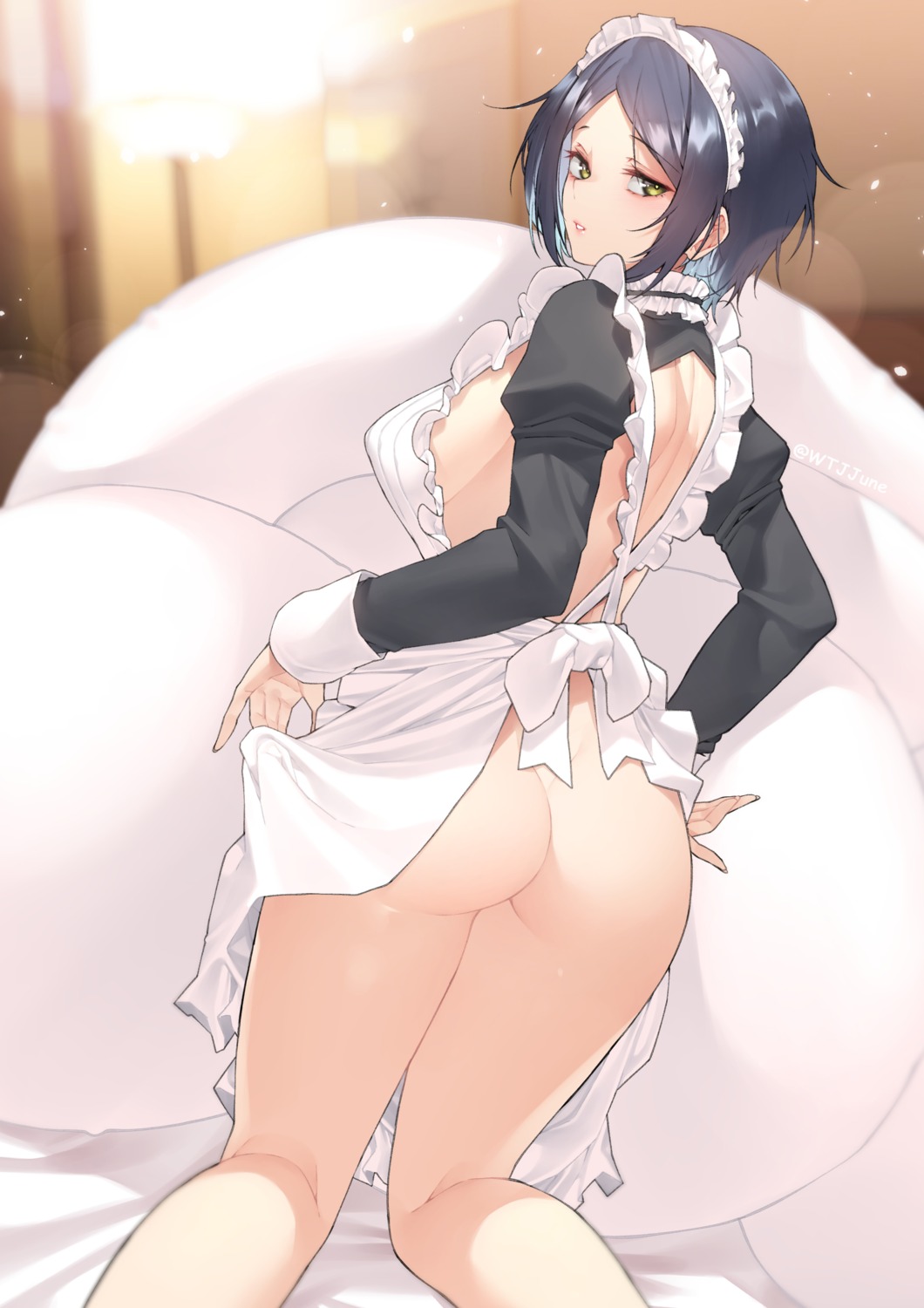 ass hayami_kanade jjune maid naked_apron the_idolm@ster the_idolm@ster_cinderella_girls