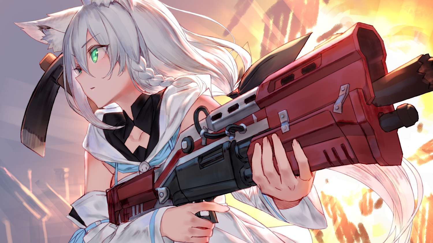 animal_ears gun hololive hololive_gamers izumi_sai shirakami_fubuki