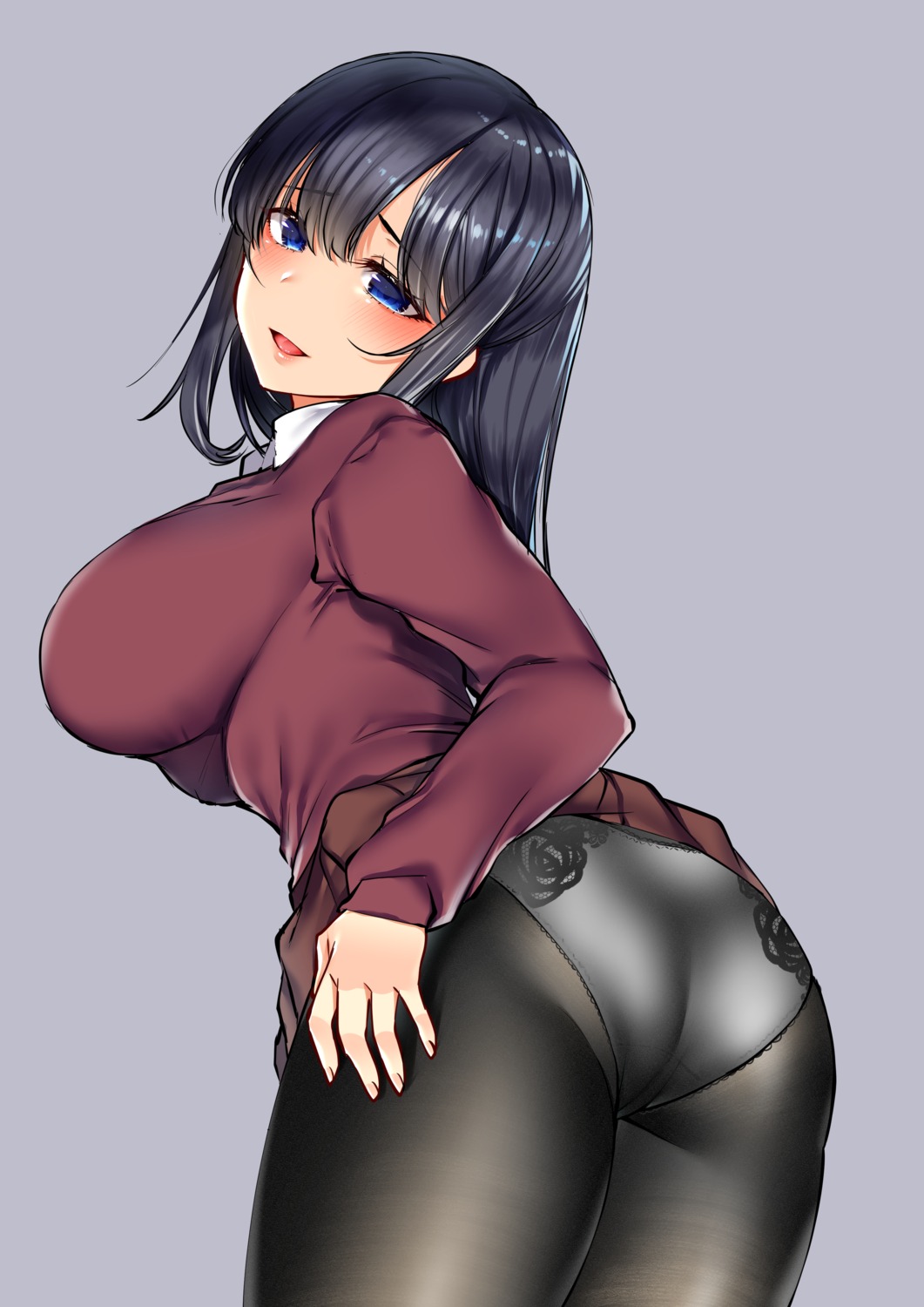 ass buta_tamako pantsu pantyhose skirt_lift sweater