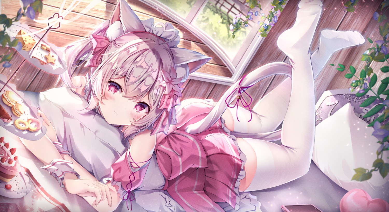 animal_ears manman_manyou_haiyang_de_paomo nekomimi see_through tail thighhighs