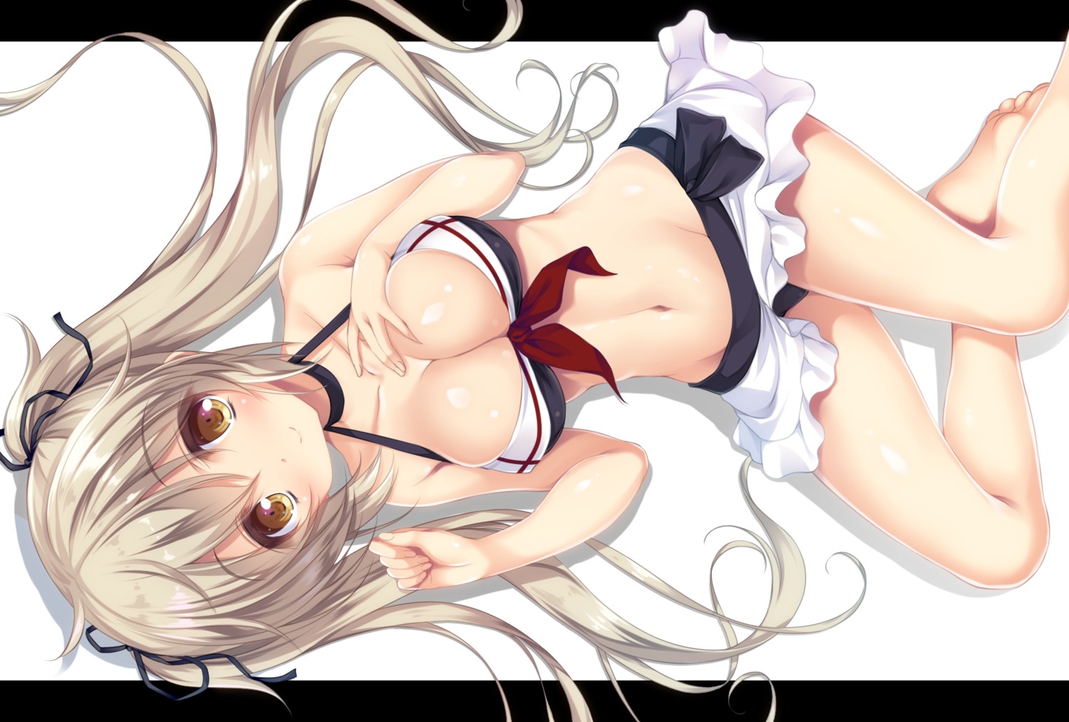 bikini breast_hold cleavage kantai_collection mikagami_mamizu murasame_(kancolle) swimsuits