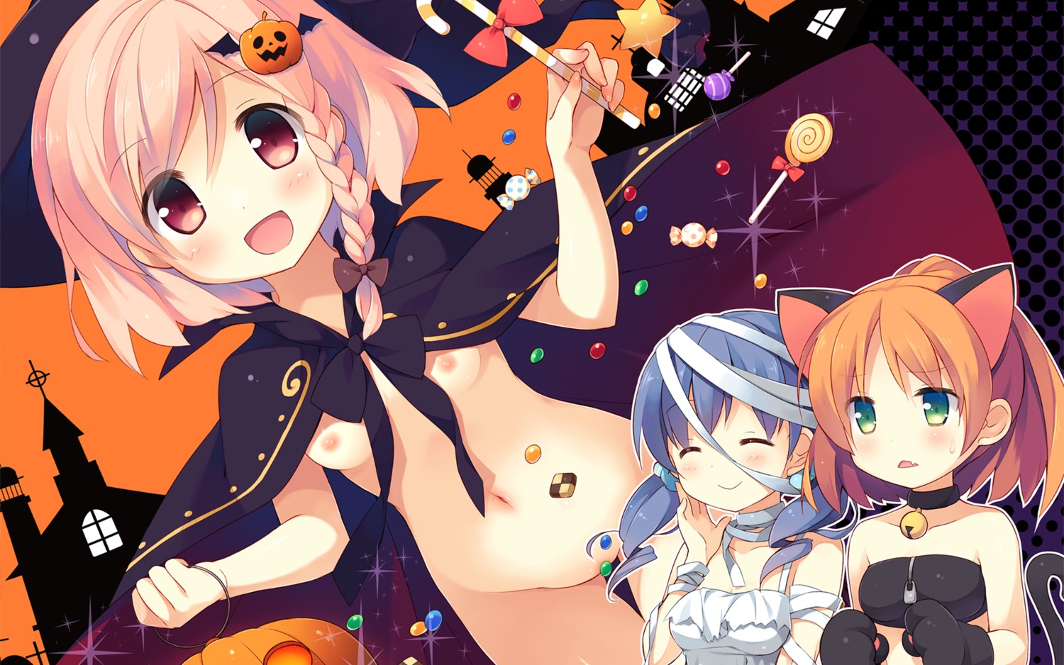 animal_ears bandages cube halloween loli minagawa_yuuhi misuzu_(your_diary) naked_cape nipples suimya wallpaper your_diary yua