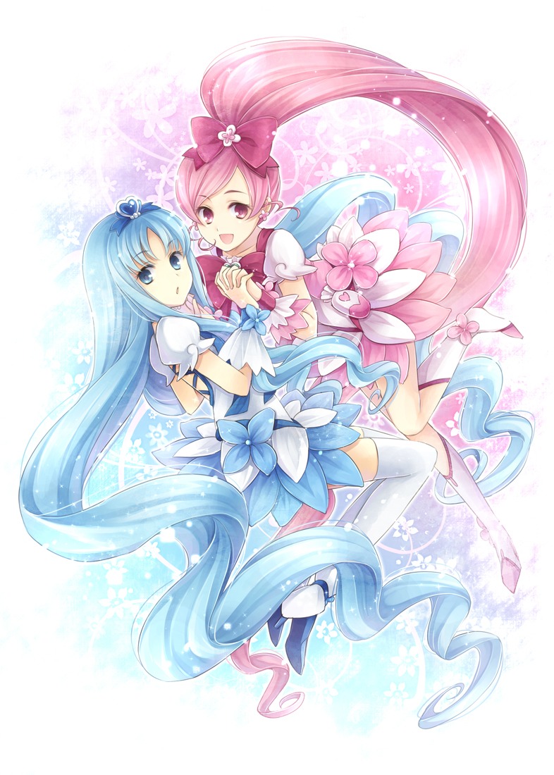 hagiwara_rin hanasaki_tsubomi heartcatch_precure! kurumi_erika precure thighhighs