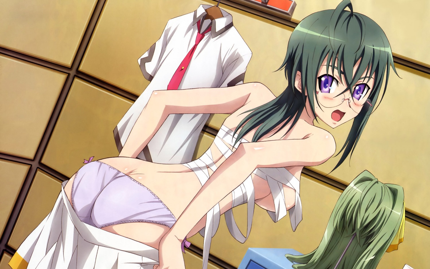 inayoshi_tomoshige kannagi_itsuki megane pantsu sarashi sora_wo_kakeru_shoujo undressing wallpaper