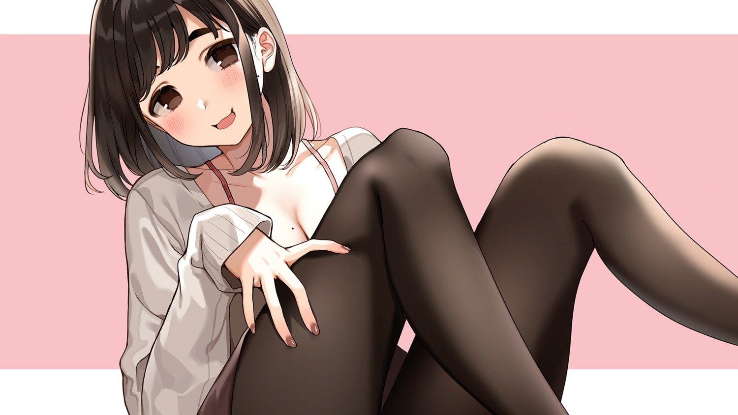 ganbare_douki-chan pantyhose skirt_lift sweater tagme wallpaper