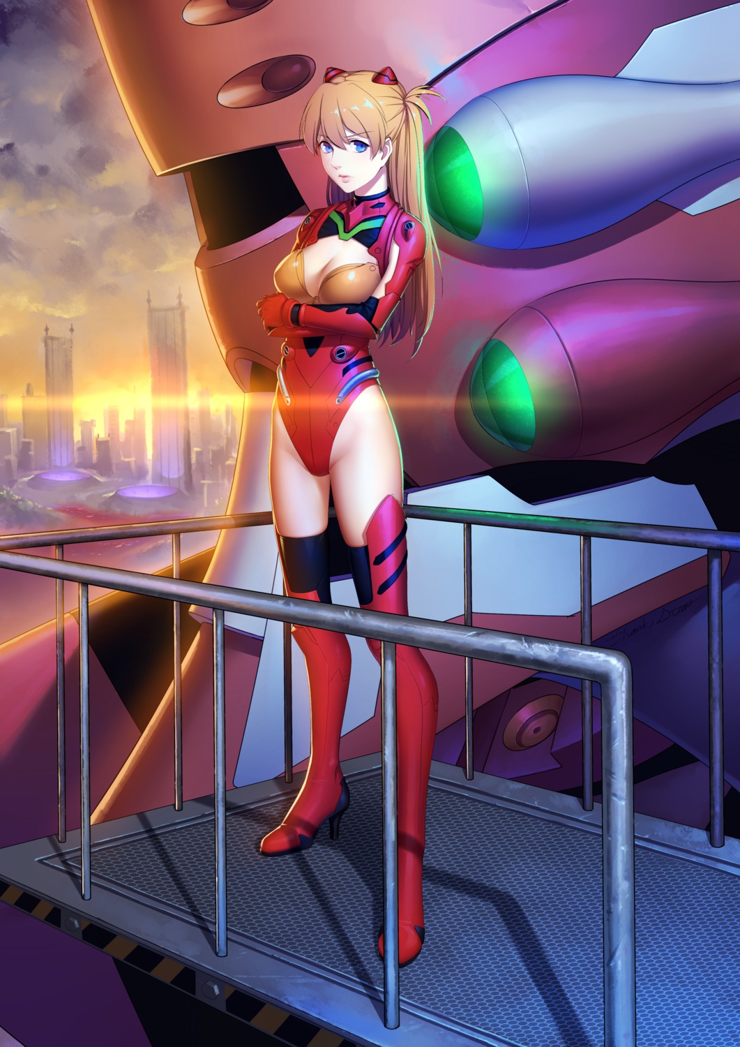 cleavage heels leotard mecha neon_genesis_evangelion nopan souryuu_asuka_langley thank_star thighhighs