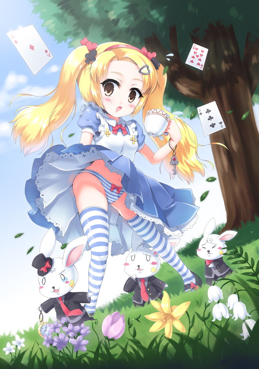 alice alice_in_wonderland loli morujii pantsu shimapan thighhighs