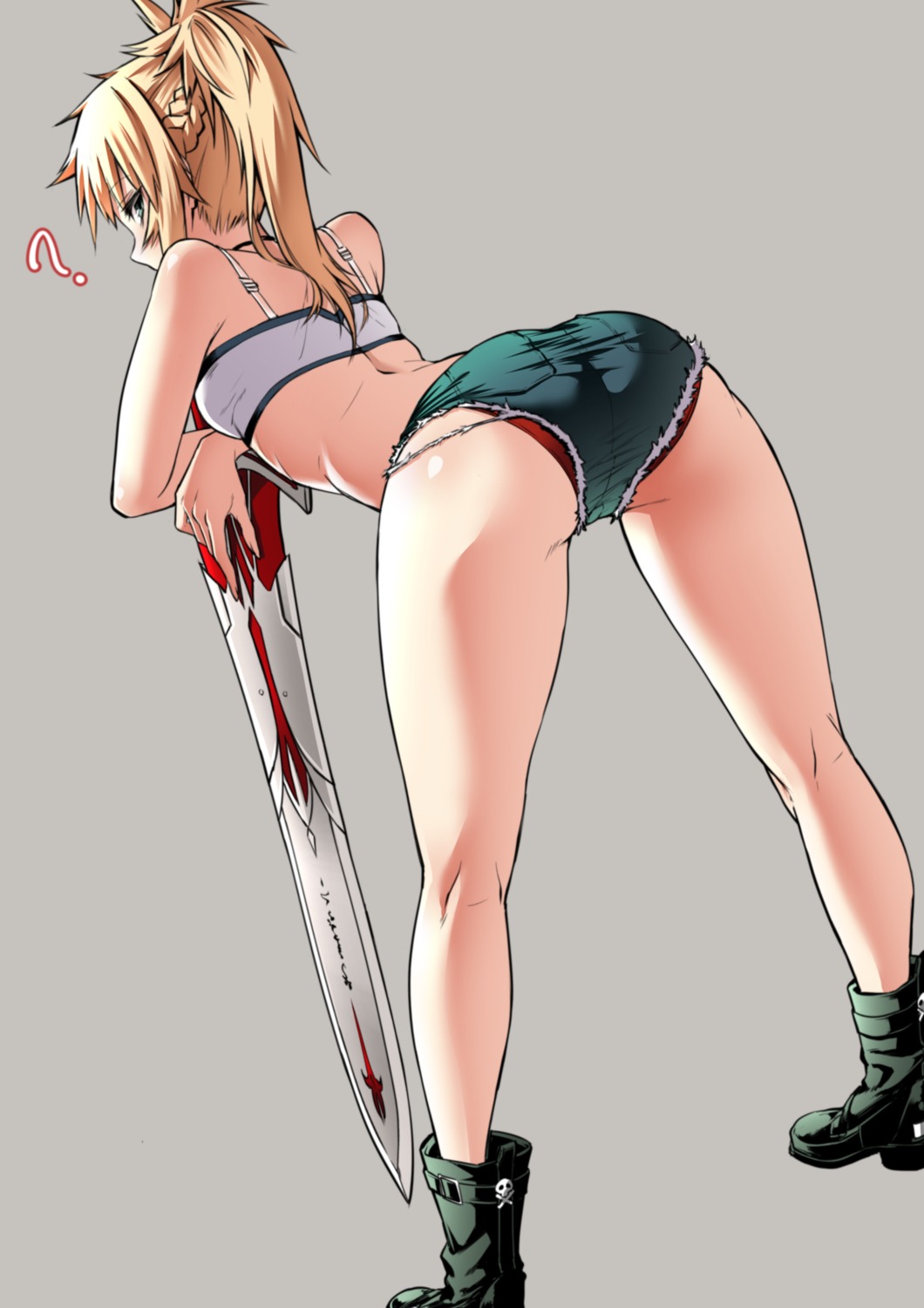 ass bra f.w.zholic fate/apocrypha fate/stay_night heels mordred_(fate) pantsu sword torn_clothes