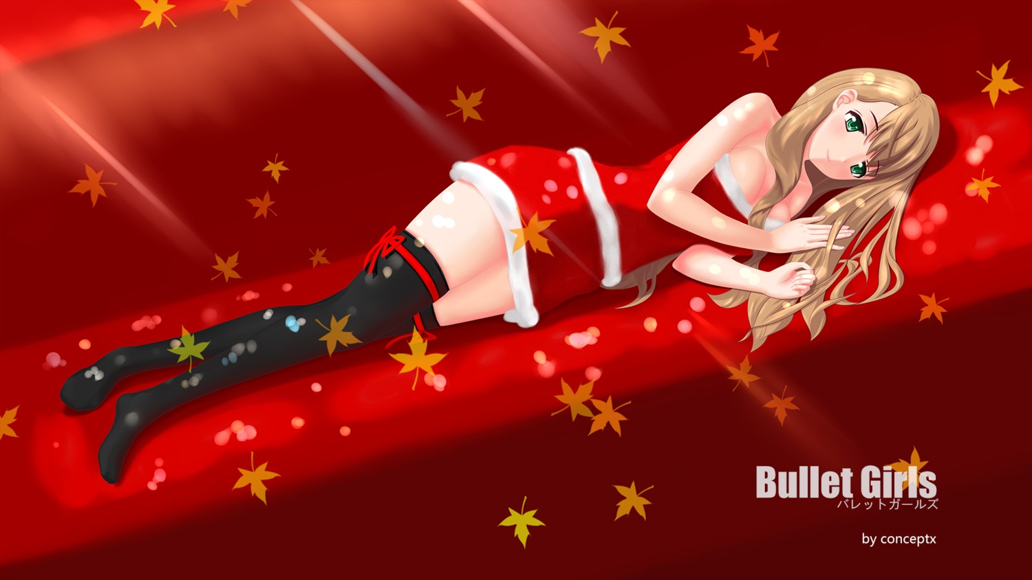 bullet_girls christmas cleavage conceptx no_bra thighhighs wallpaper