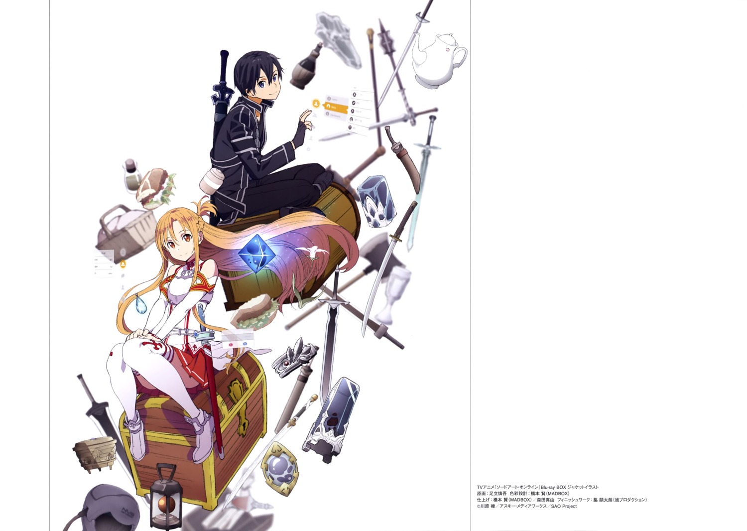 adachi_shingo armor asuna_(sword_art_online) kirito sword sword_art_online thighhighs