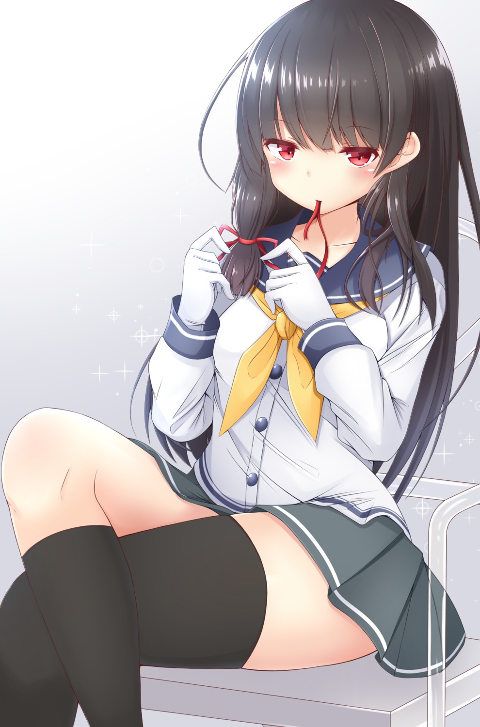 doyachii isokaze_(kancolle) kantai_collection seifuku thighhighs