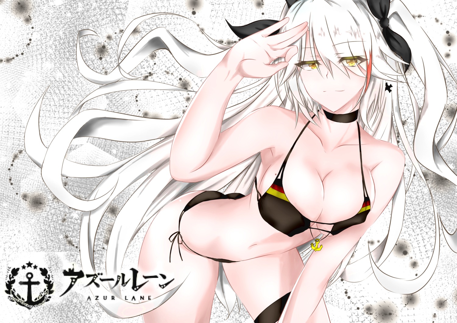 ass azur_lane bikini cleavage erect_nipples garter prinz_eugen_(azur_lane) suinatsuki swimsuits