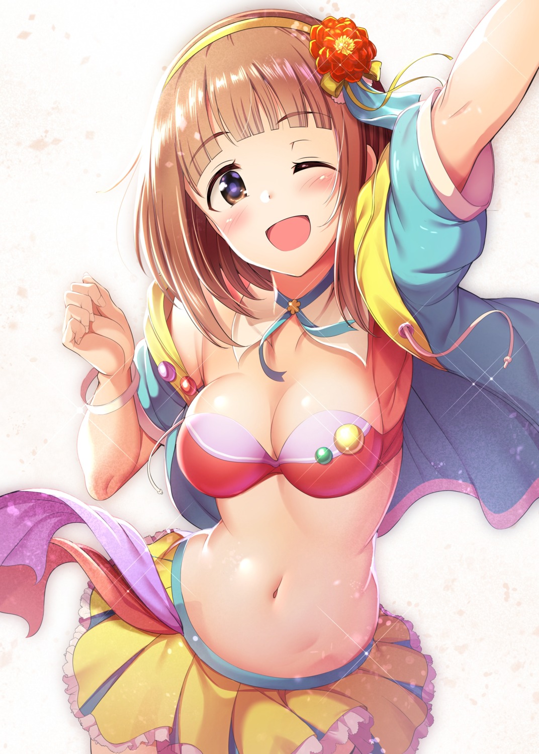 bikini_top cleavage kitami_yuzu ment open_shirt swimsuits the_idolm@ster the_idolm@ster_cinderella_girls