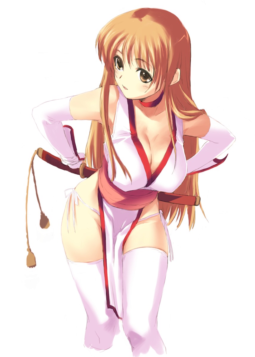 aburaya cleavage dead_or_alive kasumi kawata_hisashi pantsu string_panties thighhighs