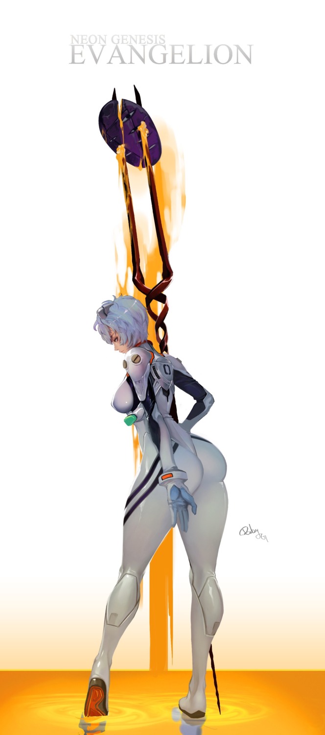 ass ayanami_rei baby.g bodysuit neon_genesis_evangelion weapon