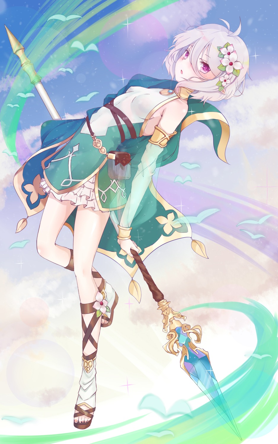 kaminarichyan kokkoro no_bra pointy_ears princess_connect! princess_connect!_re:dive weapon