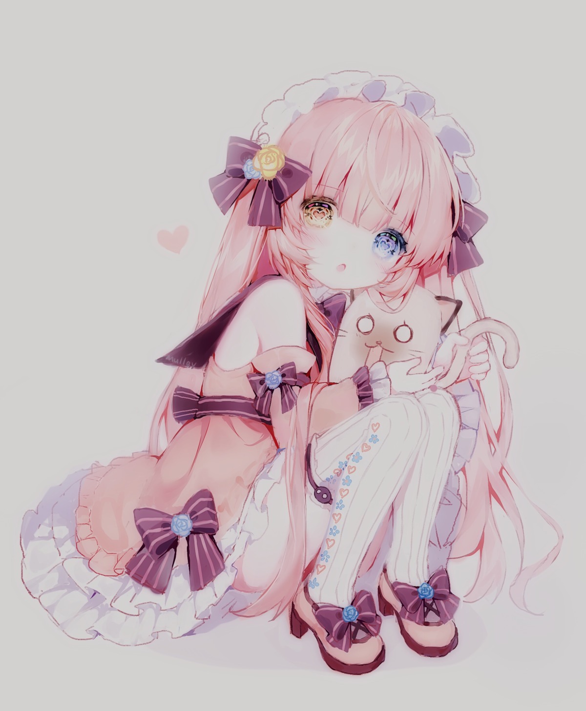 dress eksistere_kyrenia girl_cafe_gun girl_cafe_gun_ii heels heterochromia lolita_fashion mullay neko sketch skirt_lift thighhighs