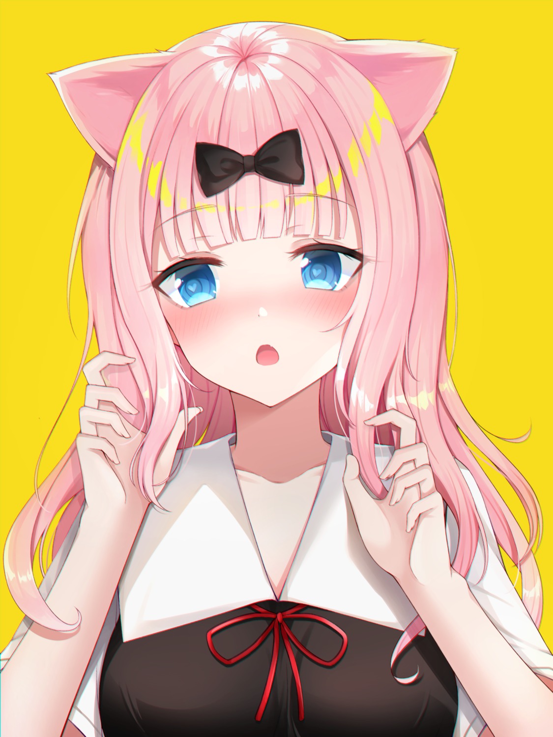 49_(yonkyuu) animal_ears fujiwara_chika kaguya-sama_wa_kokurasetai_~tensai-tachi_no_renai_zunousen~ nekomimi seifuku