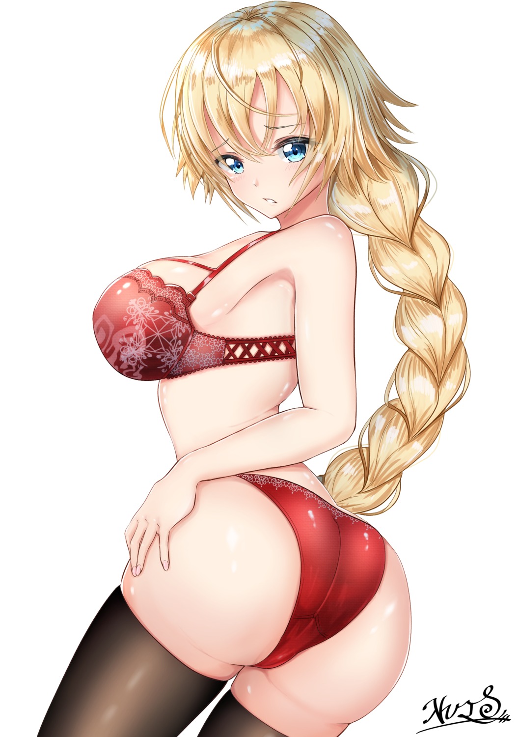 ass bra cameltoe fate/grand_order jeanne_d'arc jeanne_d'arc_(fate) nuts_(artist) pantsu thighhighs