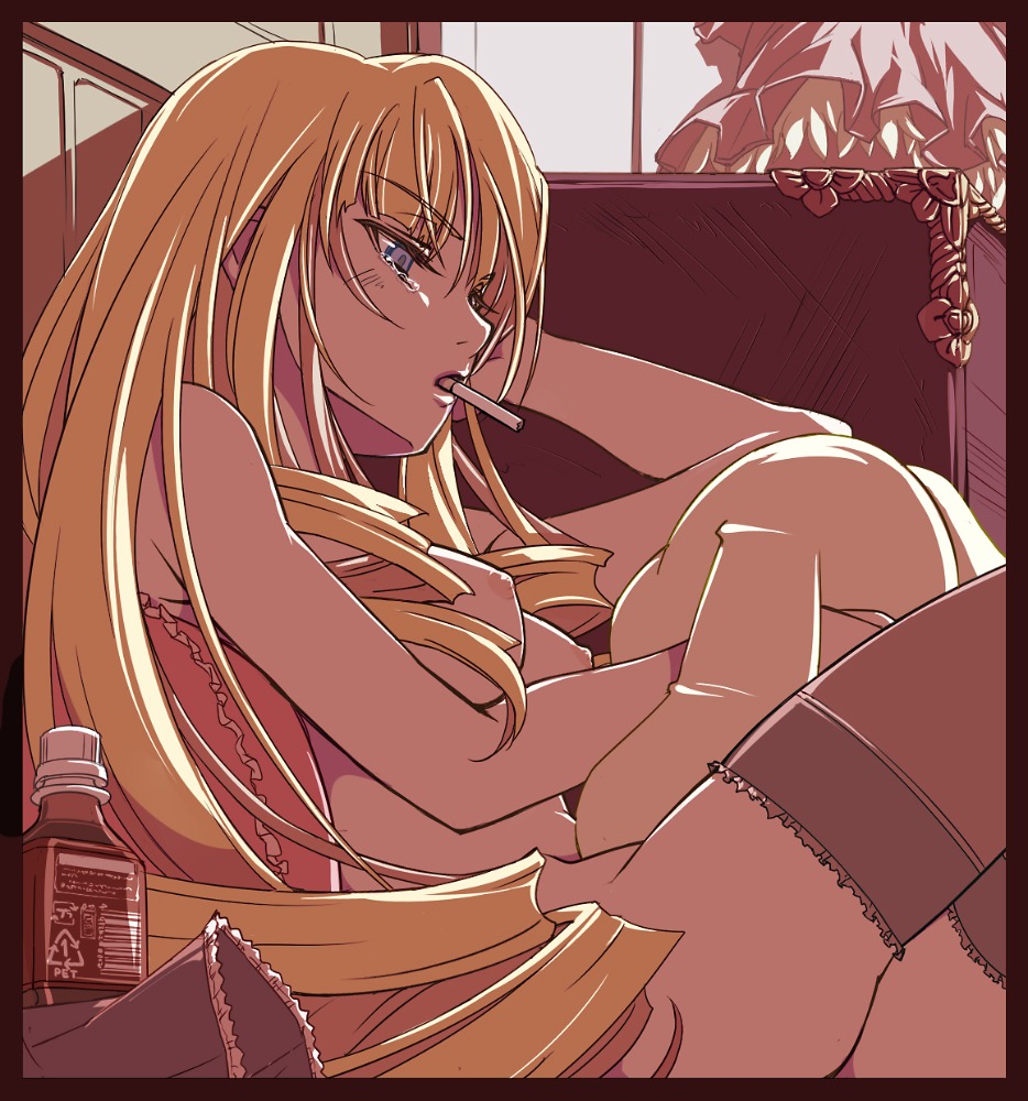 naked nipples rozen_maiden sasa_ichi shinku smoking thighhighs