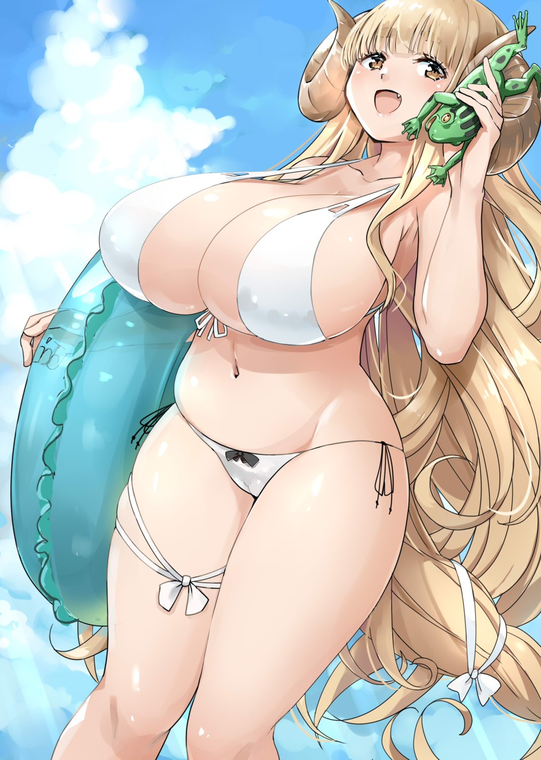 anila_(granblue_fantasy) bikini cameltoe garter granblue_fantasy horns kntrs_(knyrs) swimsuits