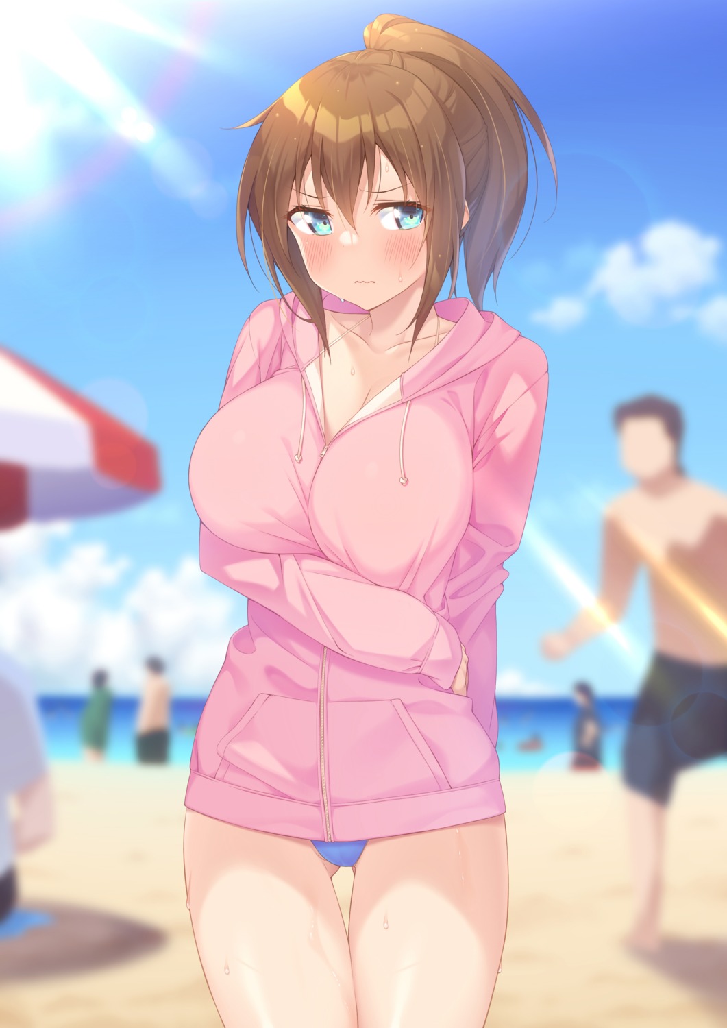 bikini cameltoe cleavage kazuma_(kazumav) open_shirt swimsuits wet