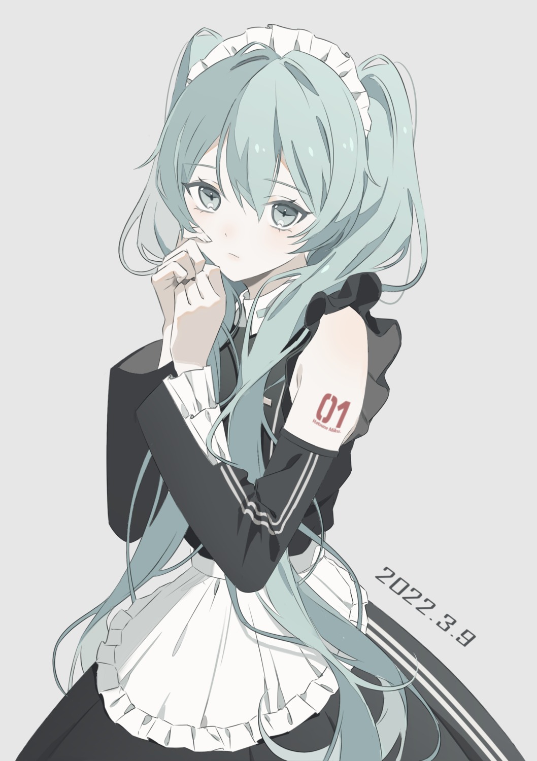 azuki_(ckxs7444) hatsune_miku maid tattoo vocaloid